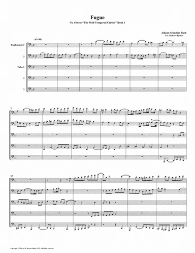 Fugue 08 from Well-Tempered Clavier, Book 1 (Euphonium-Tuba Quintet) (arr. Richard Byrnes)