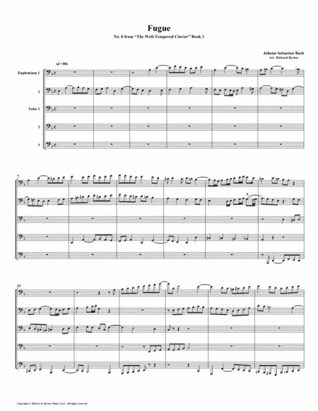 Fugue 08 from Well-Tempered Clavier, Book 1 (Euphonium-Tuba Quintet) (arr. Richard Byrnes)