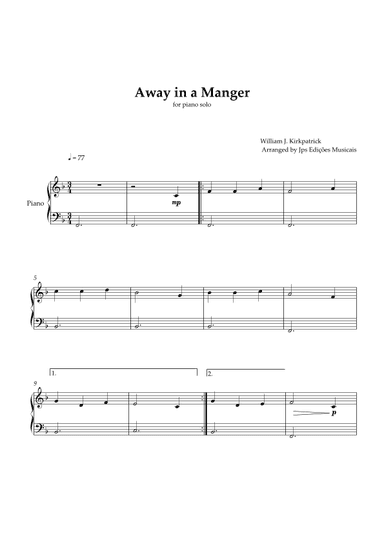 Away in a Manger for Piano (arr. JPS Edições Musicais)