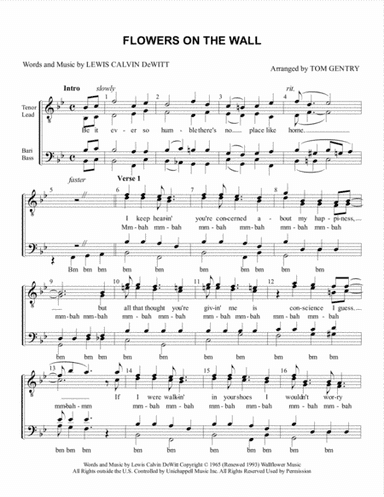 Flowers On The Wall (arr. Tom Gentry)