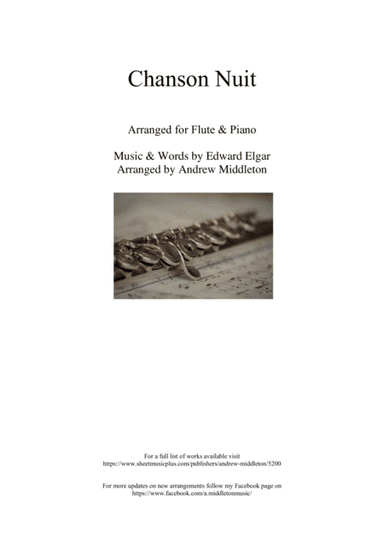 Chanson de nuit Op. 15 arranged for Flute and Piano (arr. Andrew Middleton)