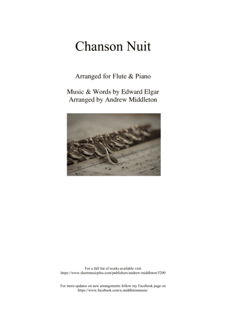 Chanson de nuit Op. 15 arranged for Flute and Piano (arr. Andrew Middleton)