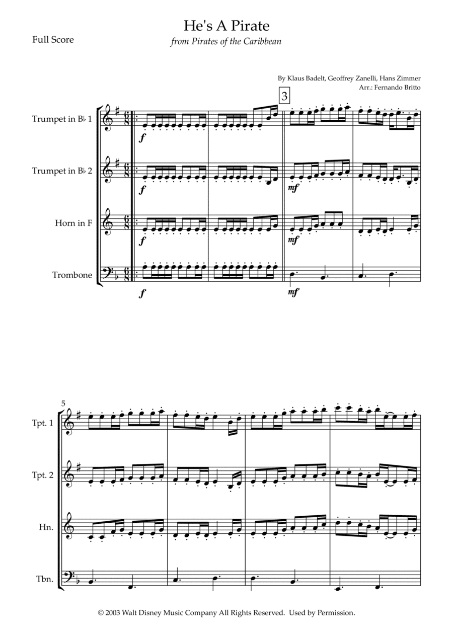 He's A Pirate (arr. Fernando Britto)