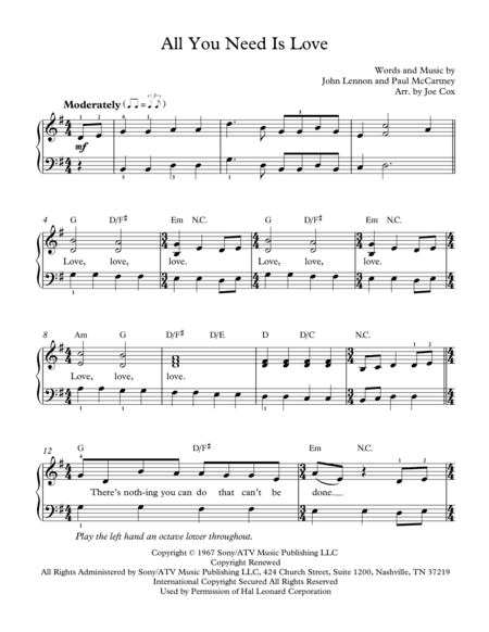 All You Need Is Love (arr. Joe Cox)