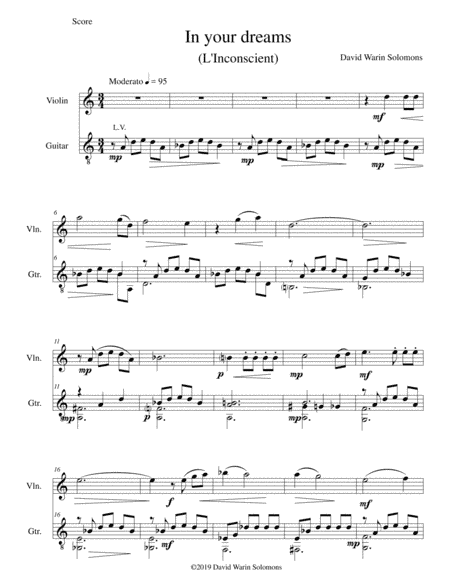 In your dreams (L'Inconscient) for violin and guitar