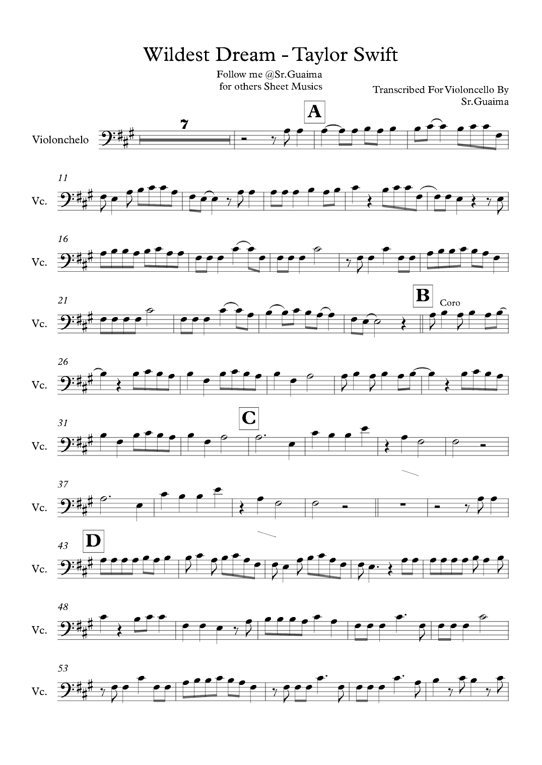 Wildest Dreams (arr. Sr. Guaima)