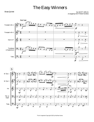 The Easy Winners (arr. Matthew Nunes)