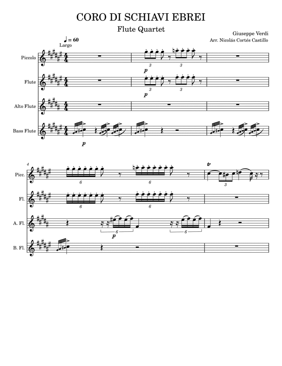 Giuseppe Verdi (1813-1901) - Va, Pensiero (Chorus of the Hebrew Slaves) from Nabucco, Arr. for Flute (arr. Nicolás Cortés Castillo)