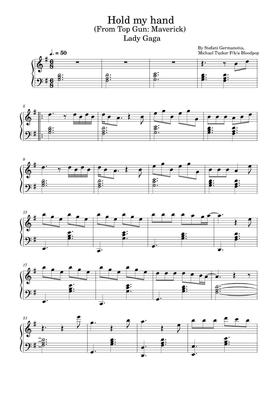 Hold My Hand (arr. poon)