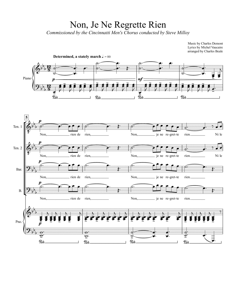 Non, Je Ne Regrette Rien (arr. Charles Beale)