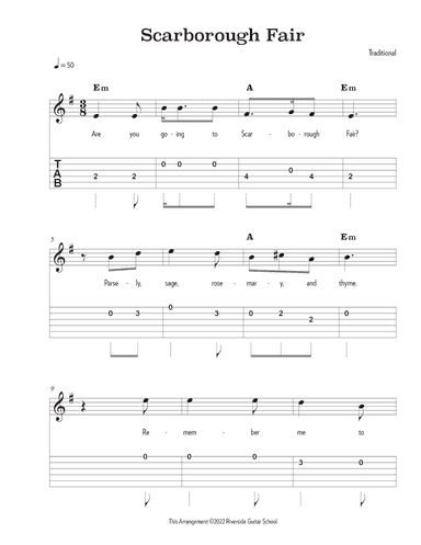 Scarborough Fair (arr. Riverside Guitar School)
