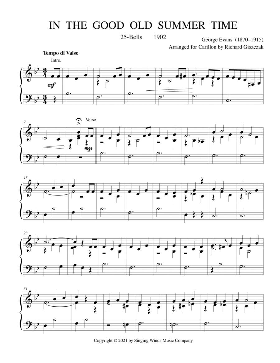 25B. In the Good Old Summer Time (arr. Richard Giszczak)