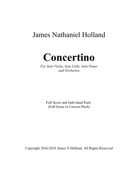 Concertino for Solo Violin, Solo Cello, Solo Piano and Orchestra (Full Score and All Parts)