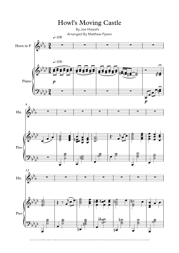 Howl's Moving Castle (arr. Matthew pyeon)