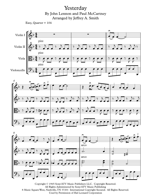 Yesterday (arr. Jeffrey A. Smith)