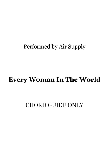 Every Woman In The World (arr. RWM)