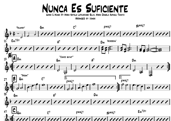 Nunca Es Suficiente (arr. Jonah Oliva)
