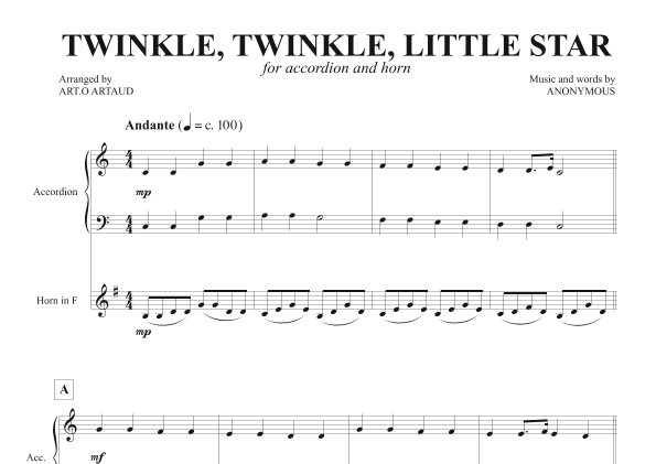Twinkle Twinkle Little Star (arr. Art.o Artaud)