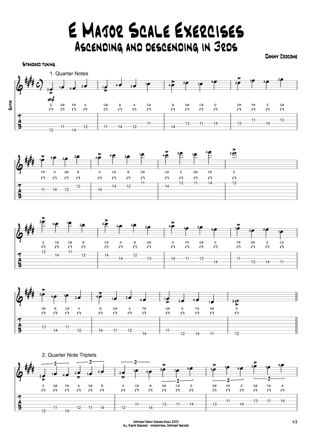 E Major Scale Exercises - Ascending and Descending in 3rds