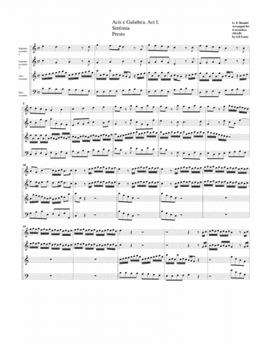 Sinfonia for Acis e Galathea (arrangement for 4 recorders) (arr. Gil Garty)
