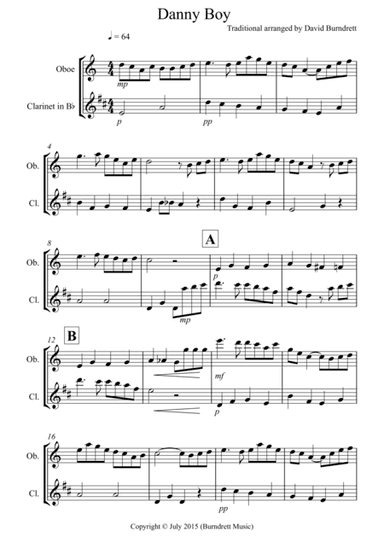 Danny Boy for Oboe and Clarinet Duet (arr. David Burndrett)