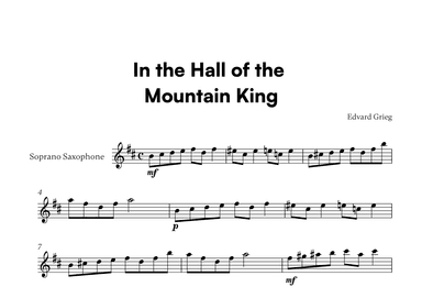 Edvard Grieg - In the Hall of the Mountain King (for Soprano Saxophone Solo) (arr. Cadenza Editions)