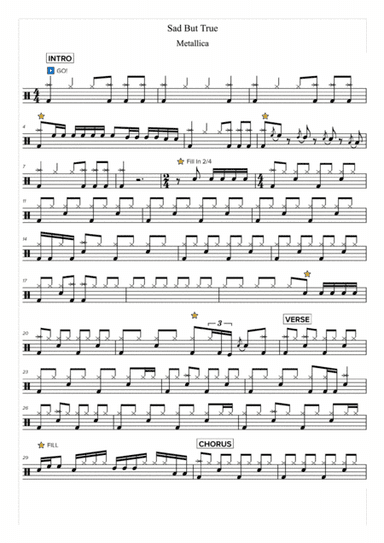 Sad But True (arr. Magic Drum Sheets)