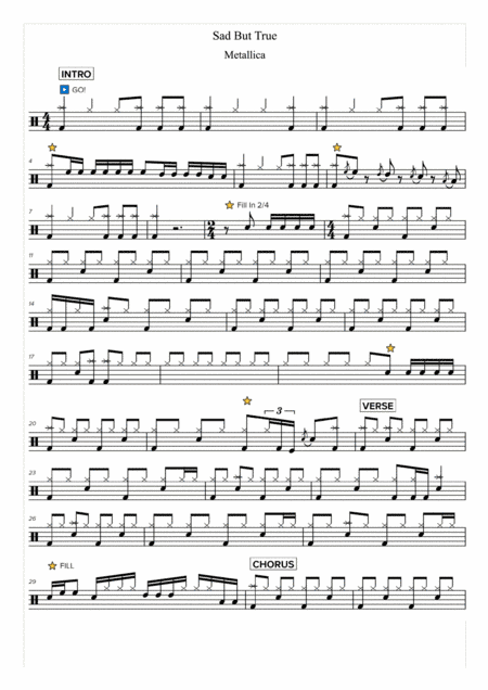 Sad But True (arr. Magic Drum Sheets)