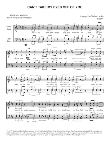 Can't Take My Eyes Off Of You (arr. Walter Latzko)