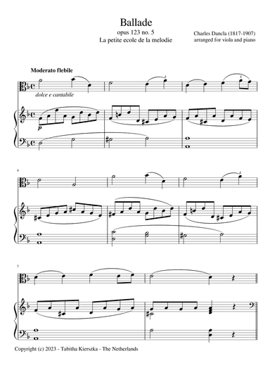 Ballade, opus 123 no. 5 (arr. T.C. Kierszka)