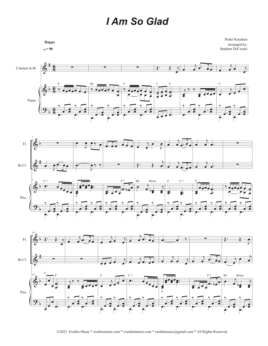 I Am So Glad (Duet for Flute and Bb-Clarinet) (arr. Stephen DeCesare)