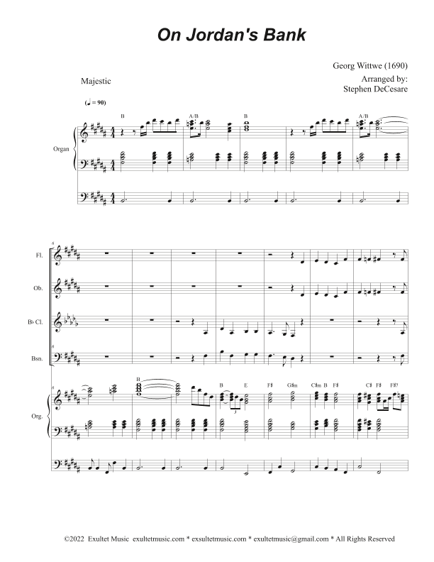 On Jordan's Bank (Woodwind Quartet and Organ) (arr. Stephen DeCesare)