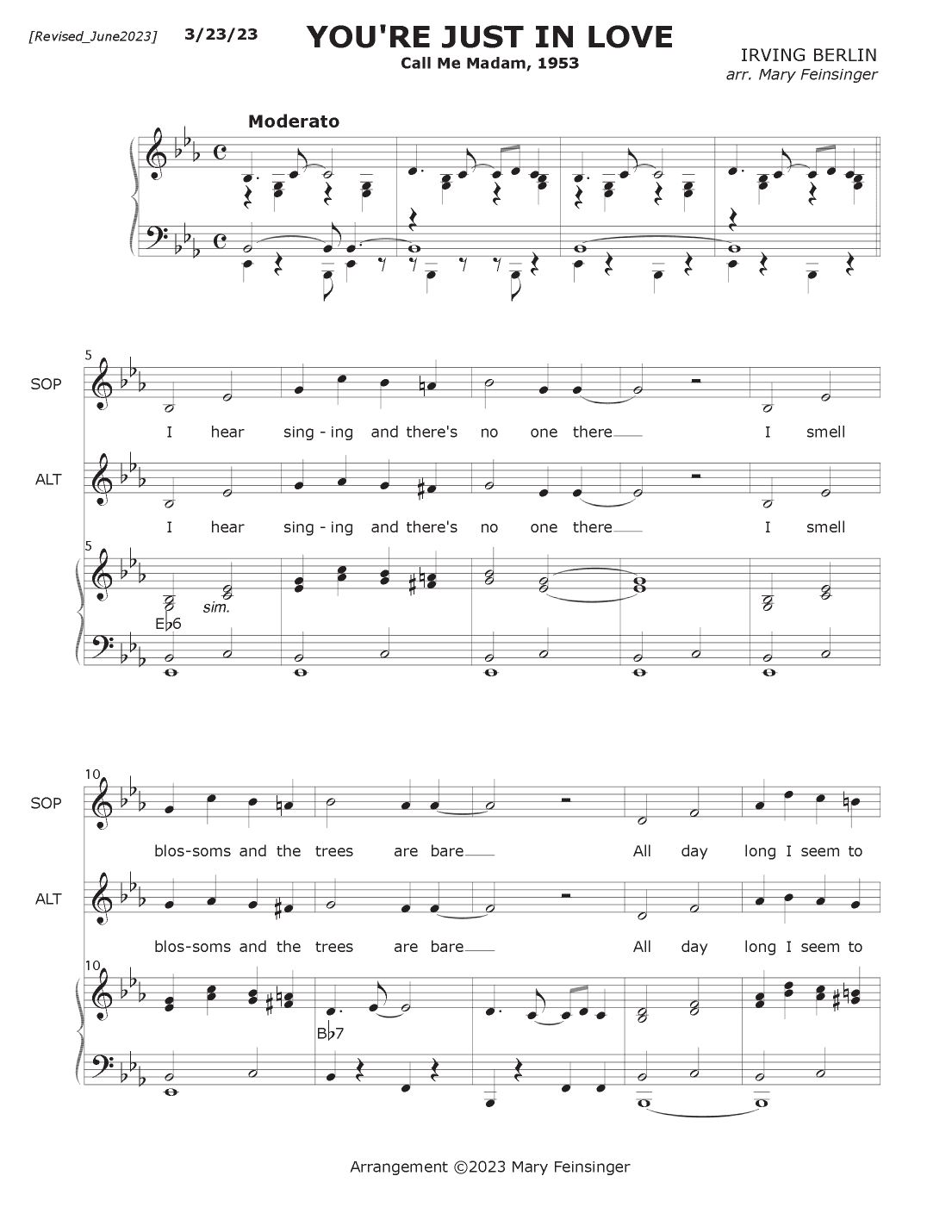 You're Just in Love [with I Hear Music] (arr. Mary Feinsinger)
