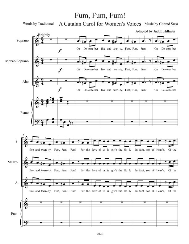 Fum, Fum, Fum! A Catalonian Carol for Women's Voices (arr. Judith Hillman)