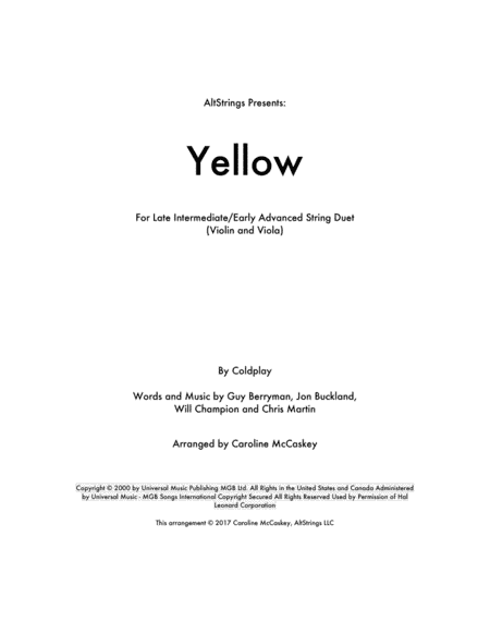 Yellow (arr. Caroline McCaskey)