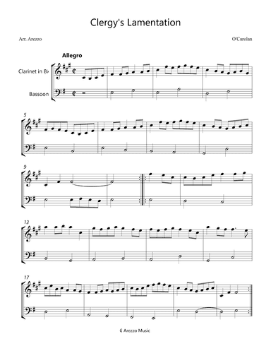 Clergy's Lamentation - for Clarinet and Bassoon (arr. Arezzo Music)