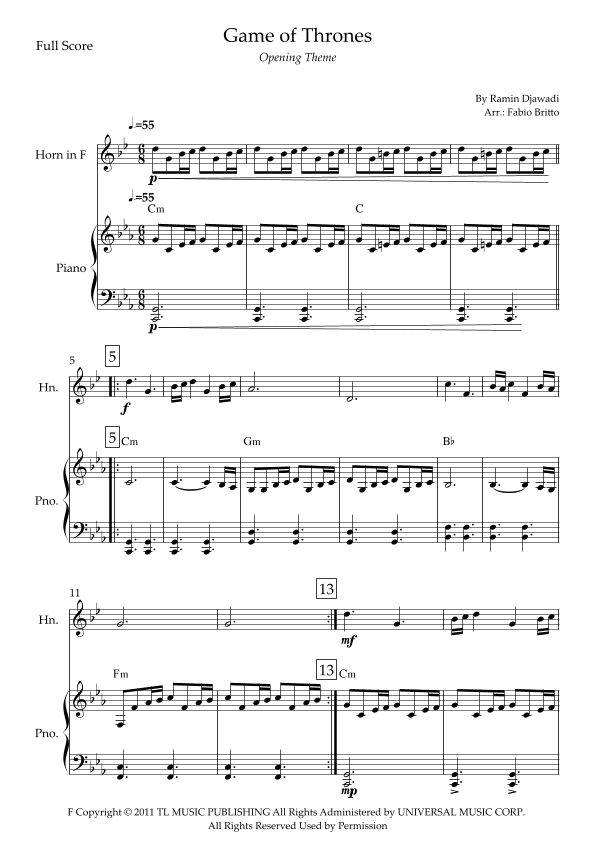 Game Of Thrones (arr. Fabio Britto)