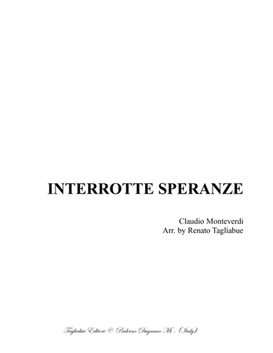 INTERROTTE SPERANZE - C. Monteverdi - SV 132 - For TT (Choir) and Organ (arr. Renato Tagliabue)