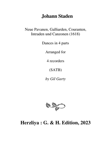 Dances a4 from Neue Pavanen, Galliarden, Couranten, Intraden und Canzonen (1618) - Score Only (arr. Gil Garty)