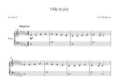 ode to joy sheet music easy piano transposed cb (arr. Arezzo Music)
