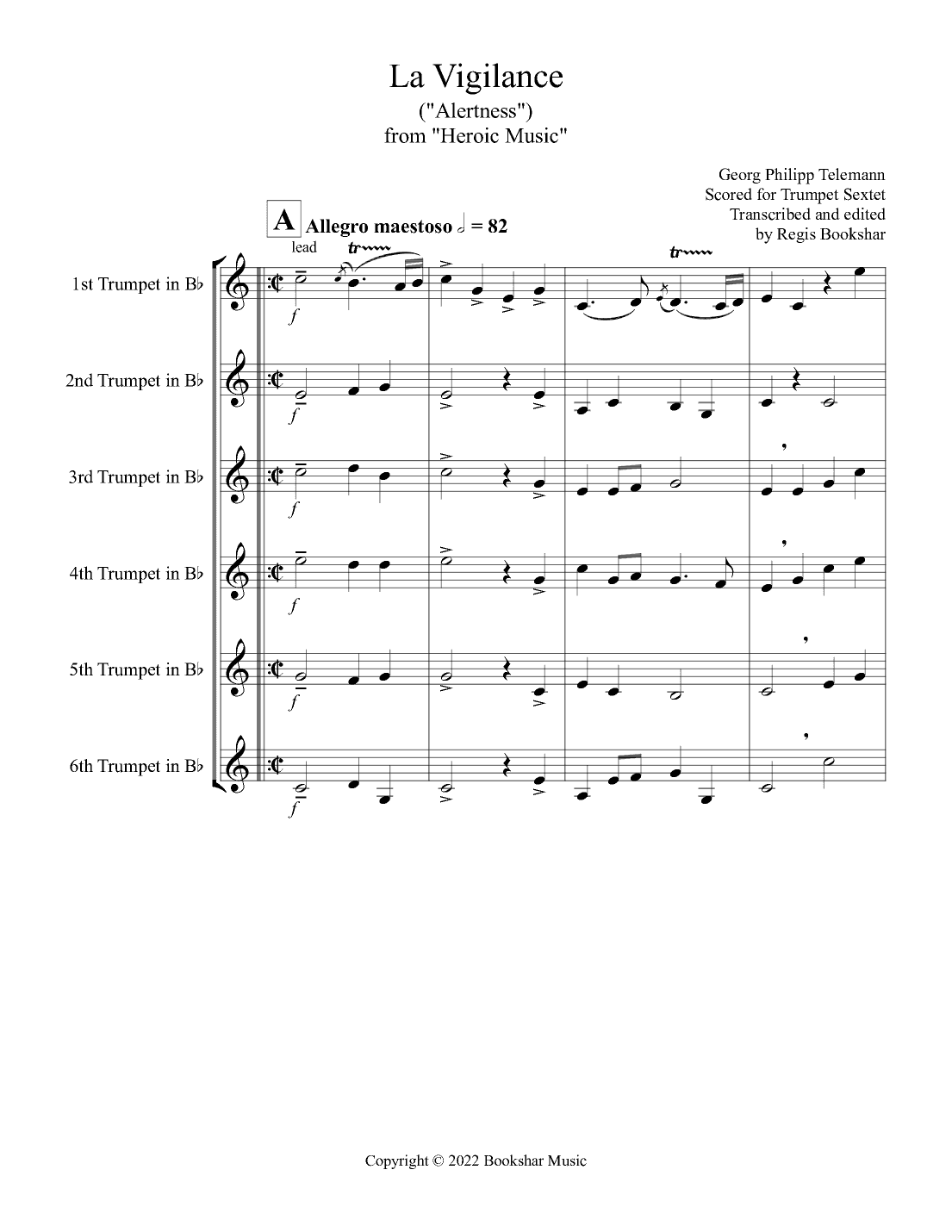 La Vigilance (from "Heroic Music") (Bb) (Trumpet Sextet) (arr. Regis Bookshar)