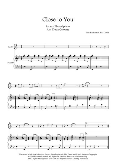 Close To You (arr. Duda Oriontte)
