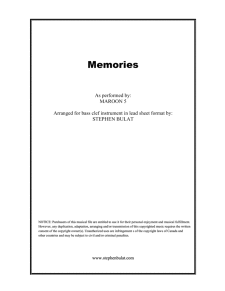 Memories (arr. Stephen Bulat)