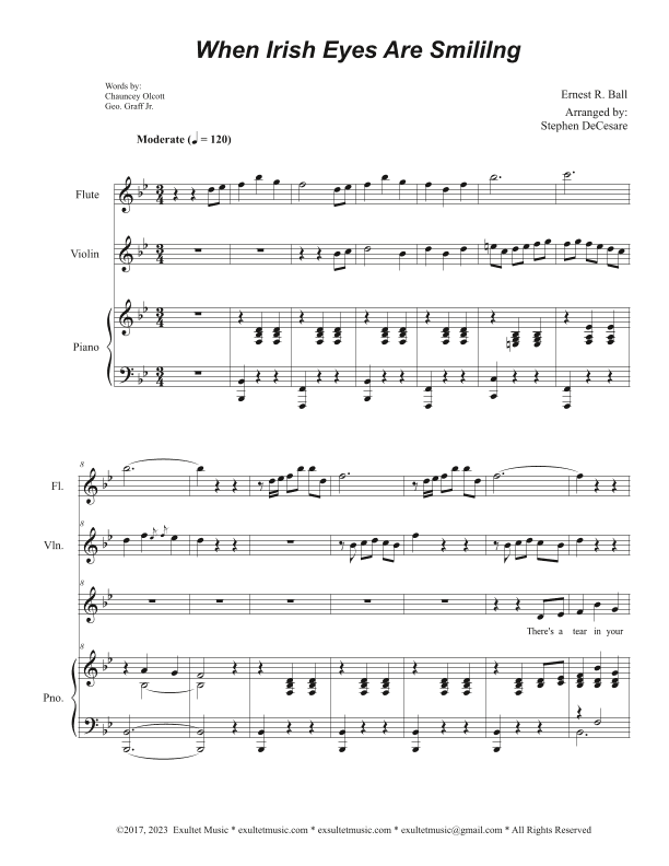 When Irish Eyes Are Smiling (Vocal solo - Low Key) (arr. Stephen DeCesare)