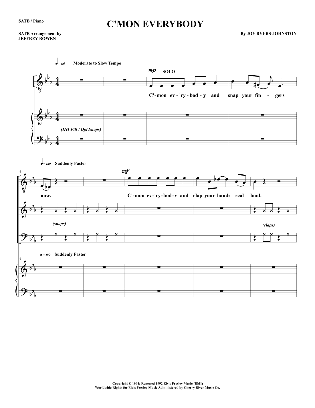 C'mon Everybody (arr. Jeffrey Bowen)