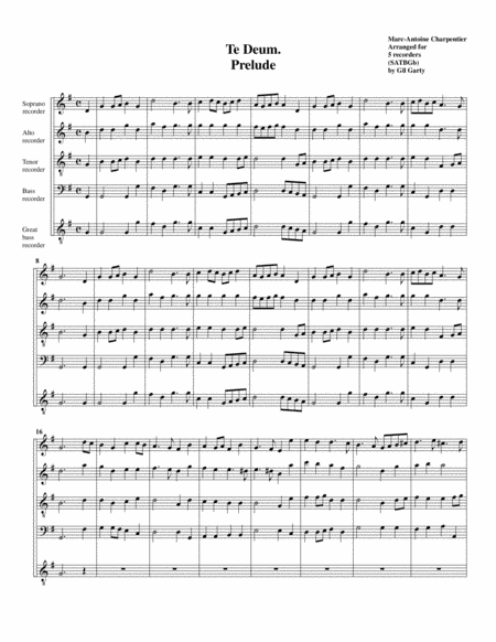 Prelude to "Te Deum" (arrangement for 5 recorders) (arr. Gil Garty)
