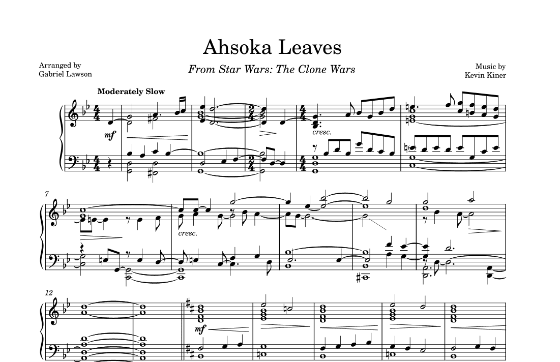 Ahsoka Leaves (arr. Gabriel Lawson)