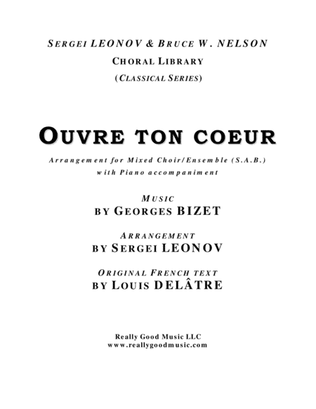 BIZET George: Ouvre ton cœur (SAB choir, piano accompaniment) (arr. Sergei LEONOV)