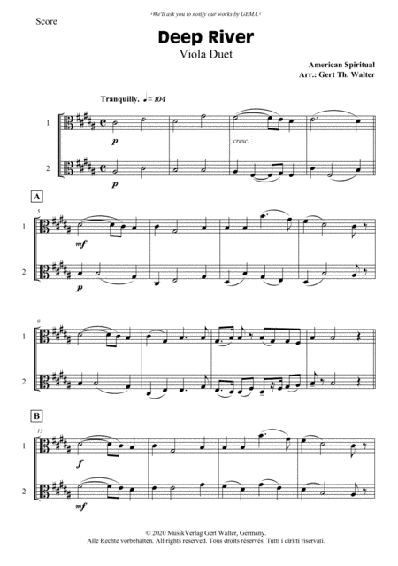 Deep River (arr. Gert Th. Walter)