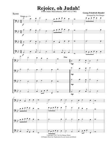 Rejoice, oh Judah!  for Trombone or Low Brass Quartet (arr. Eric Burger Music)